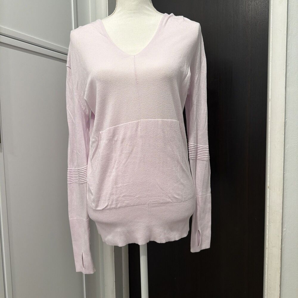 Athleta Enlighten Sweater Hoodie Silk-Blend Pink Lightweight S Balletcore Barbie